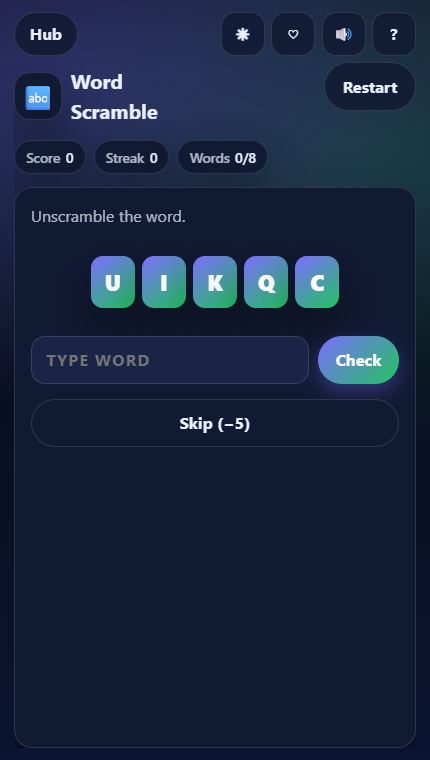 Word Scramble gameplay screenshot